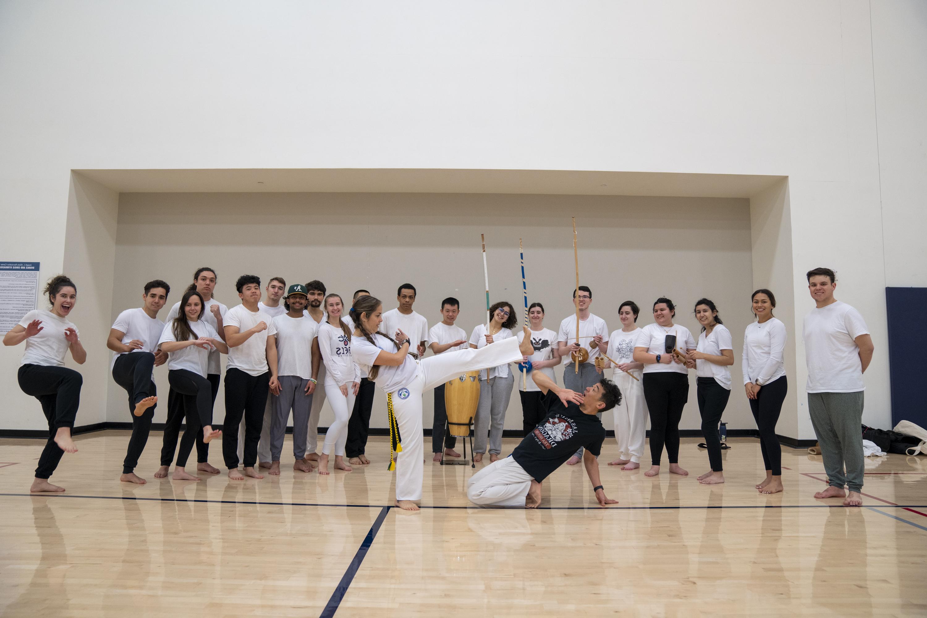 Samantha Joyce with her Jan Term Capoeira class students.